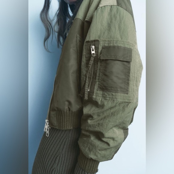 WATERPROOF PATCHWORK BOMBER‎ JACKET by Zara size xs - Picture 5 of 16